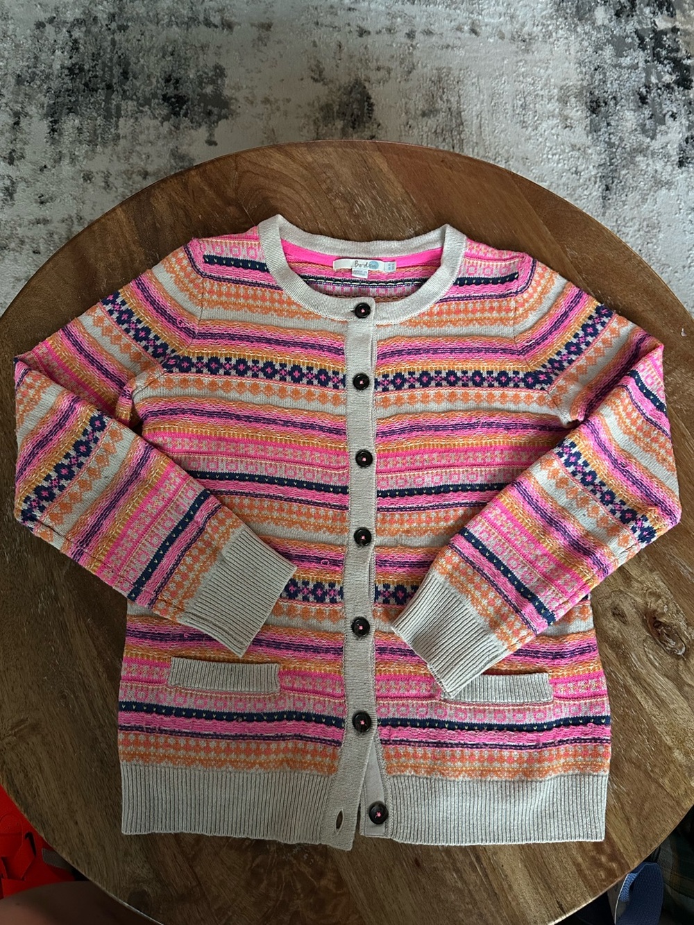 Boden Fair Isle Wool Blend Button Cardigan | Size 6